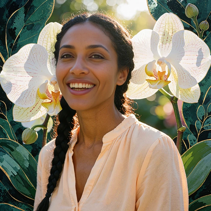 Portrait of a Sweetnlively member with braided hair smiling outdoors while describing her online matching experience