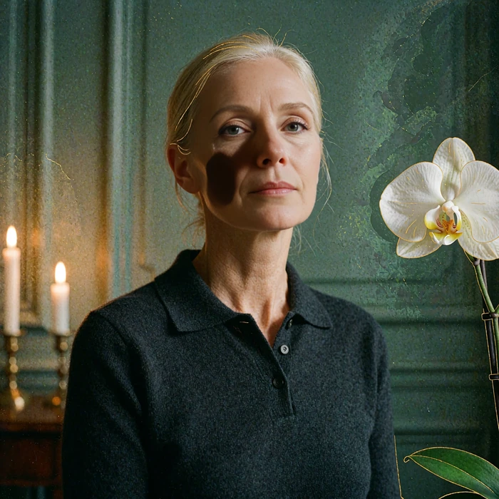 Portrait of a Sweetnlively member in a cashmere polo neck reflecting on discretion and matching quality